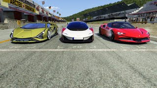 McLaren Sabre vs Lamborghini Sian vs Ferrari SF90 Stradale at Old Spa
