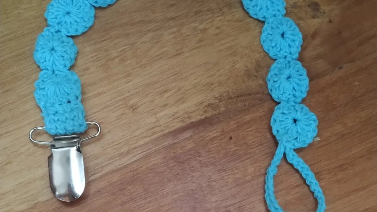 Porta chupetes crochet Azul