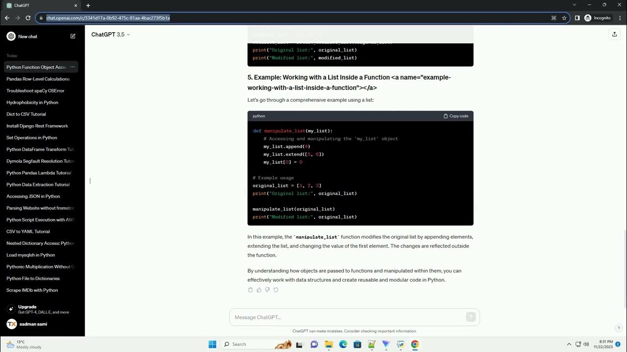 Acessing object inside a fucntion in python - YouTube