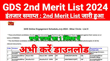 GDS 2nd Merit List 2024 🔴 GDS 2nd Merit List 2024 Kaise Dekhe ? GDS 2nd Merit List Kaise Check Karen