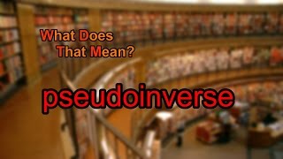 What does pseudoinverse mean?