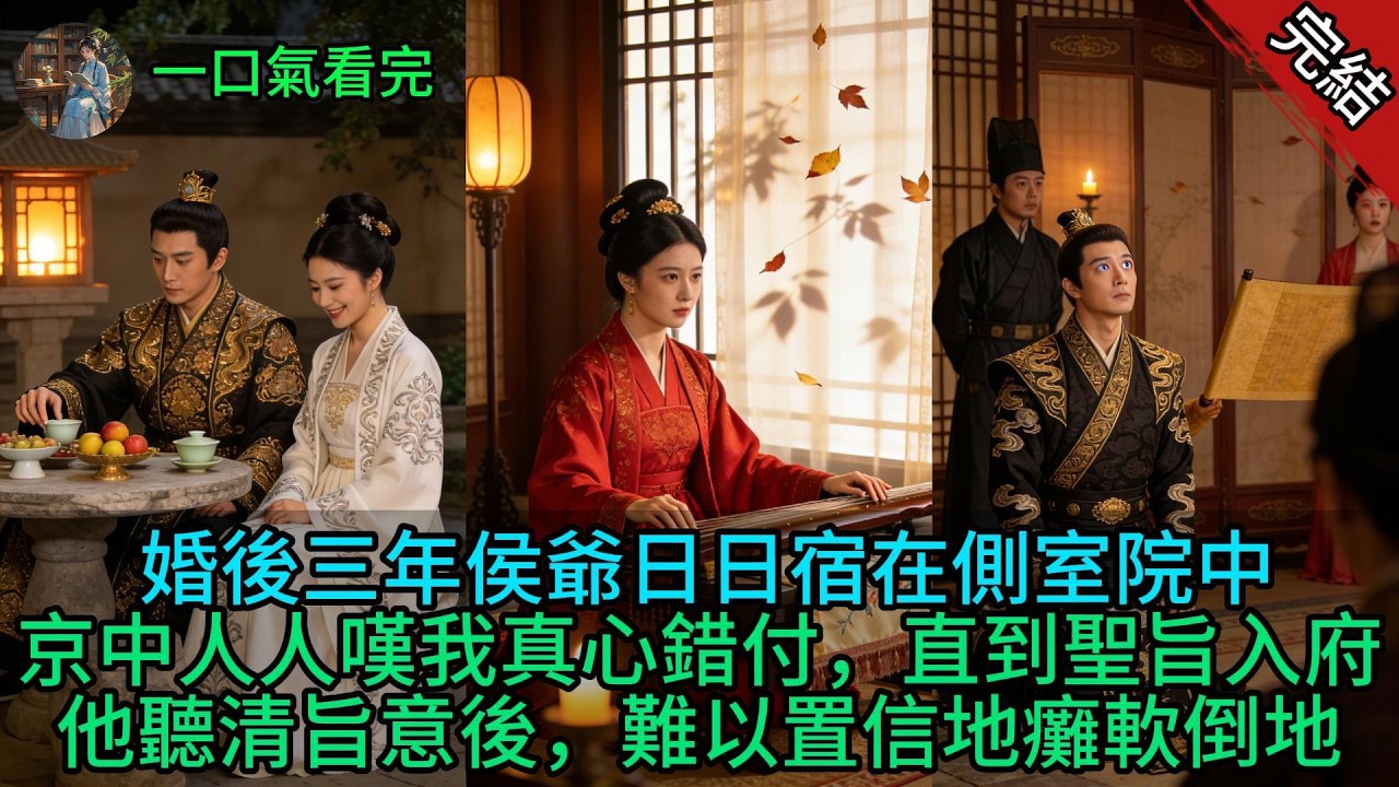 【原創小說已完結】婚後三年侯爺日日宿在側室院中，京中人人嘆我真心錯付，直到聖旨入府，他聽清旨意後，難以置信地癱軟倒地