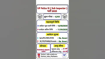 UP Police SI Recruitment 2025 UP Police Sub Inspector New Vacancy 2025 Uppolice Police Si 