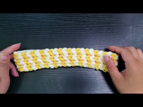 手工编织漂亮的钩针发带，突尼斯钩法，简单又好看，织衣服也行 | tunisian crochet knit stitch