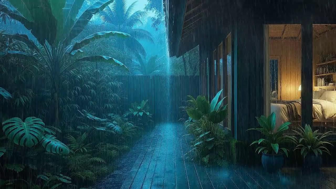 Rain Sounds for Sleeping | Tropical Cabin Nights That Settle a Noisy Mind 🌧️