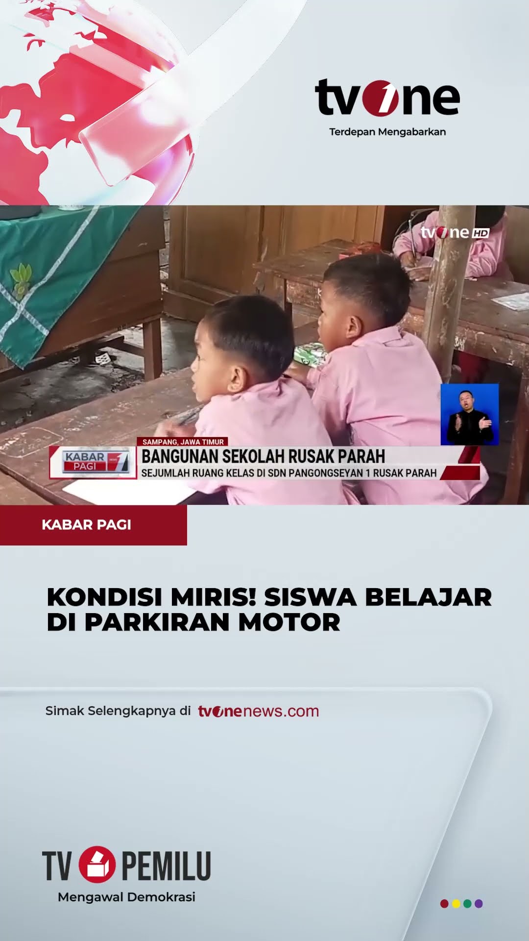Ruang Kelas Rusak Parah \u0026 Nyaris Roboh, Siswa SDN di Sampang Madura Belajar di Tempat Parkir | tvOne