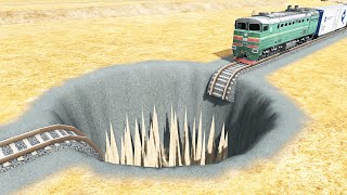 Trains Vs Giant Pit #2 – Beamng.drive