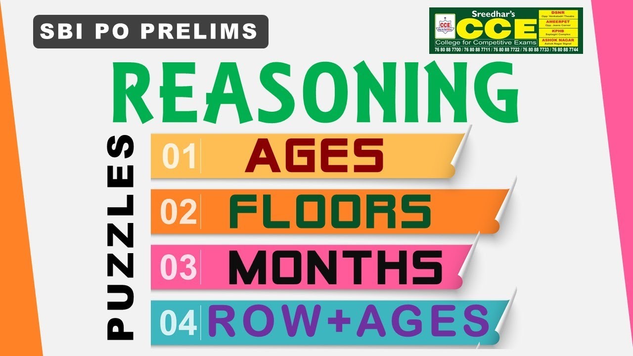 SBI PO PRELIMS MT 45 REASONING PUZZLES FLOOR, AGES, MONTHS, ROW AND