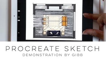 Procreate interior design Furniture plan time lapsed demonstration