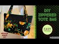Easy DIY Tote Lunch Bag with Zipper - Step by Step Beginner Tutorial with Free Pattern!