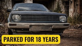 BROKEN AND ABANDONED! OFF THE ROAD FOR 18 YEARS VW GOLF MK2 A RARE ONE ! ( BETTER THAN GTI )