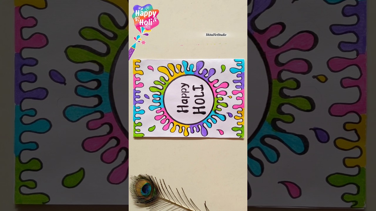 😍💕Don't Miss🌈💡Easy and Beautiful Holi Card Drawing 2025 Using white paper 