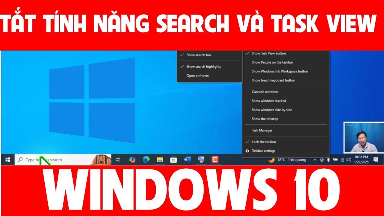 Hướng dẫn bật và tắt tính năng Search và Task View trên Windows 10 ...