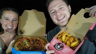 ASMR: DOMINOS PIZZA MUKBANG WITH WIFE TO BE - BLACK BACKGROUND UPGRADE!! screenshot 3