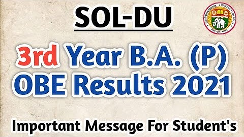DU SOL | Third Year B.A. Programme OBE Results Update | Important message for student
