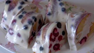 видео Торт с ягодами и сметано-желейным кремом