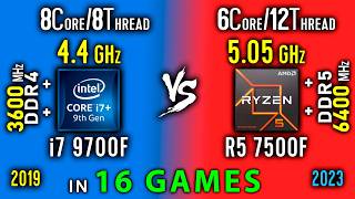 i7 9700F vs Ryzen 5 7500F Test in 16 Games or R5 7500F vs i7 9700