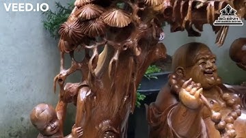 Tượng Phật Di Lặc Ngồi Gốc Tùng Gỗ Bách Xanh | Gỗ Đỉnh | godinh.com