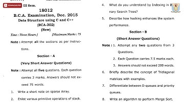 BCA 3RD SEM DATA STRUCTURE USING C AND CPP DEC 2015 | CCSU