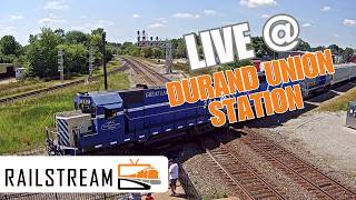 POP-UP LIVE Railcam: Durand, Michigan – Historic Depot & Railroad Action