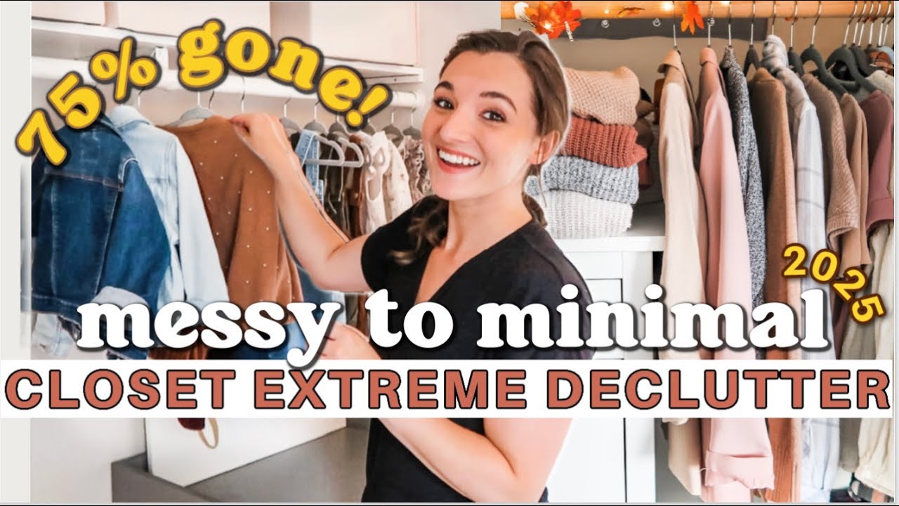 75% gone! EXTREME DECLUTTER MY CLOSET! Summer Capsule Wardrobe + *chatty* MESSY TO MINIMAL 2025