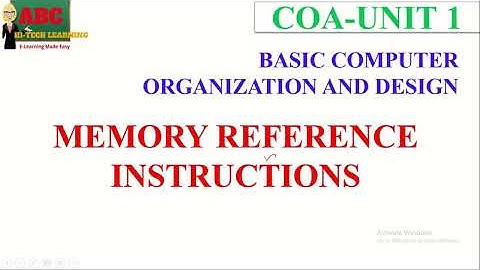 MEMORY REFERENCE INSTRUCTIONS