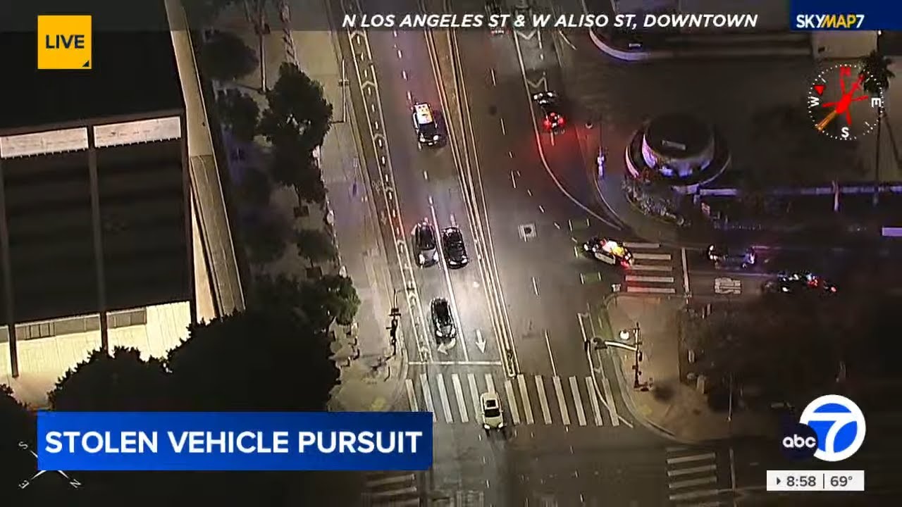 LAPD chasing possible stolen car in the San Fernando Valley - YouTube