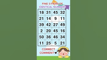 Find 3 pairs of identical numbers /Dementia Prevention Quizzes/Dementia Tests. No.78