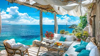 Positive Jazz at Seaside Coffee Shop Ambience ☕ Relaxing Bossa Nova Music & Ocean Waves for Chillout