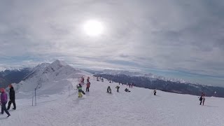 Панорамное видео на горных лыжах в Сочи. 360 video