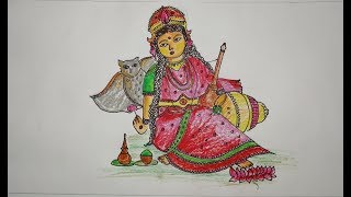 Easy  Kojagori maa lokkhi drawing || Maa Laxmi Puja Special festival drawing ||  dhanteras drawing