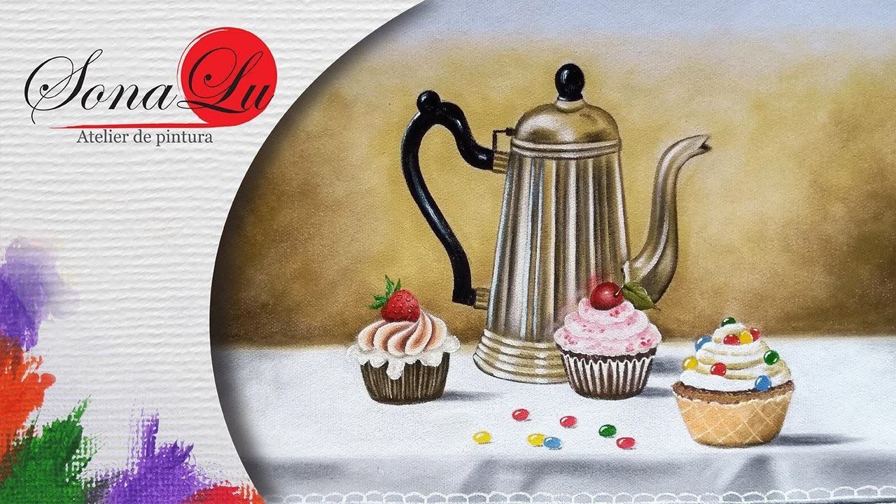 Aula 250 - Bule com Cupcakes em Pano de Prato - Parte 1