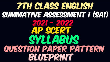 7th English SA1 Question Paper Pattern by SCERT AP | Syllabus | Blueprint | Marks Weightage