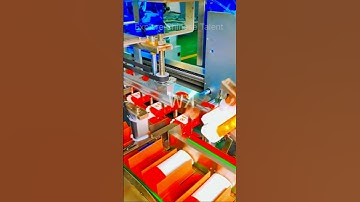 Automation equipment. Conveyer system Box filling and packing machine. Amazing preparation work hard