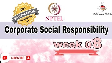 CORPORATE SOCIAL RESPONSIBILITY WEEK 8 ASSIGNMENT ANSWERS NPTEL 2024 l NPTEL #nptel #nptelanswer