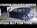 How to Install Windshield Wipers On VW MK7 - Change Golf GTI Jetta Push Button Type Wiper Blades