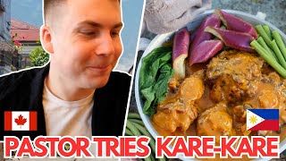 Canadian Pastor Tries Kare-Kare for the first time!! ft. Bagoong (FERMENTED SHRIMP PASTE)