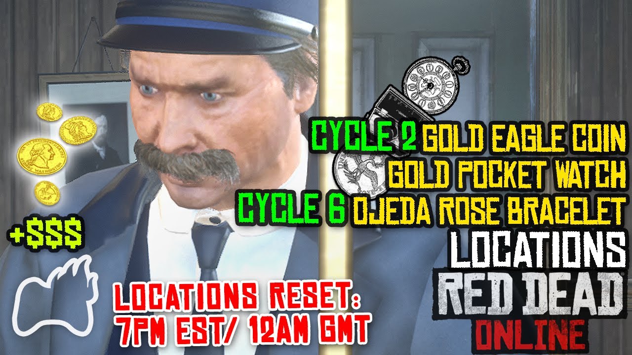 RED DEAD ONLINE Gold Eagle Coin CYCLE 2 Ojeda Bracelet CYCLE 6 & Gold