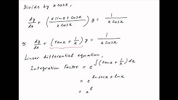 Solve the differential equation xcosx(dy/dx) + y(xsinx + cosx) = 0.