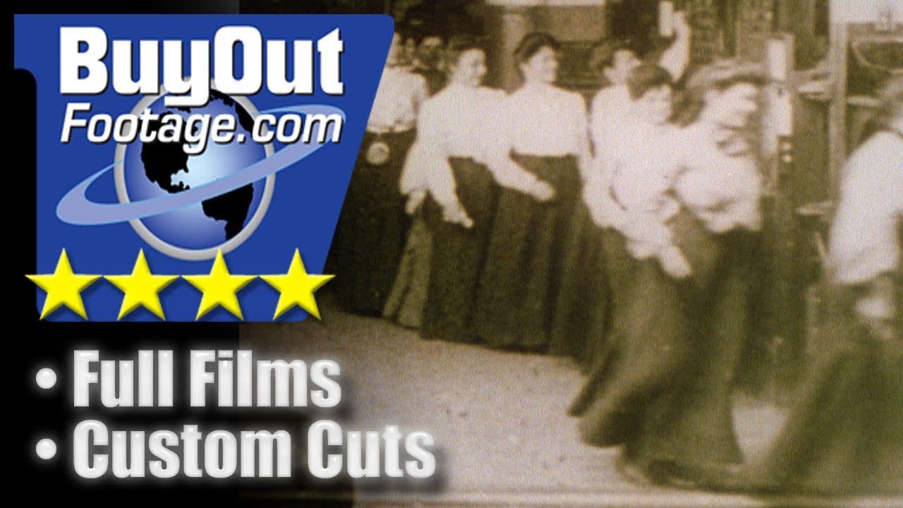 1900s Women Factory Workers Clock Out Stock Video b-roll