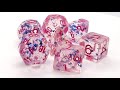 Infused - Blue Stars w/ Red - Old School 7 Piece DnD RPG Dice Set