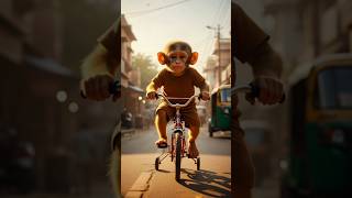 little baby monkey crying cycle #shorts #monkey #aivideo #cartoon