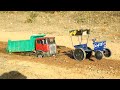 Tipper truck stuck in pit pulling out ford tractor and swaraj tractor  cs kids toy