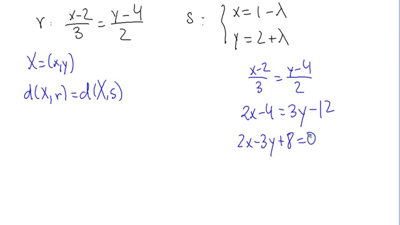 Cómo calcular la bisectriz de dos rectas. - YouTube