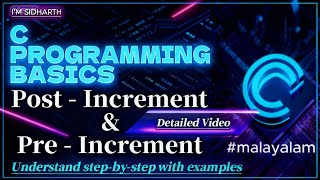 🧠 C Programming for Beginners – Post &amp; Pre Increment, Decrement Operators Explained in Malayalam