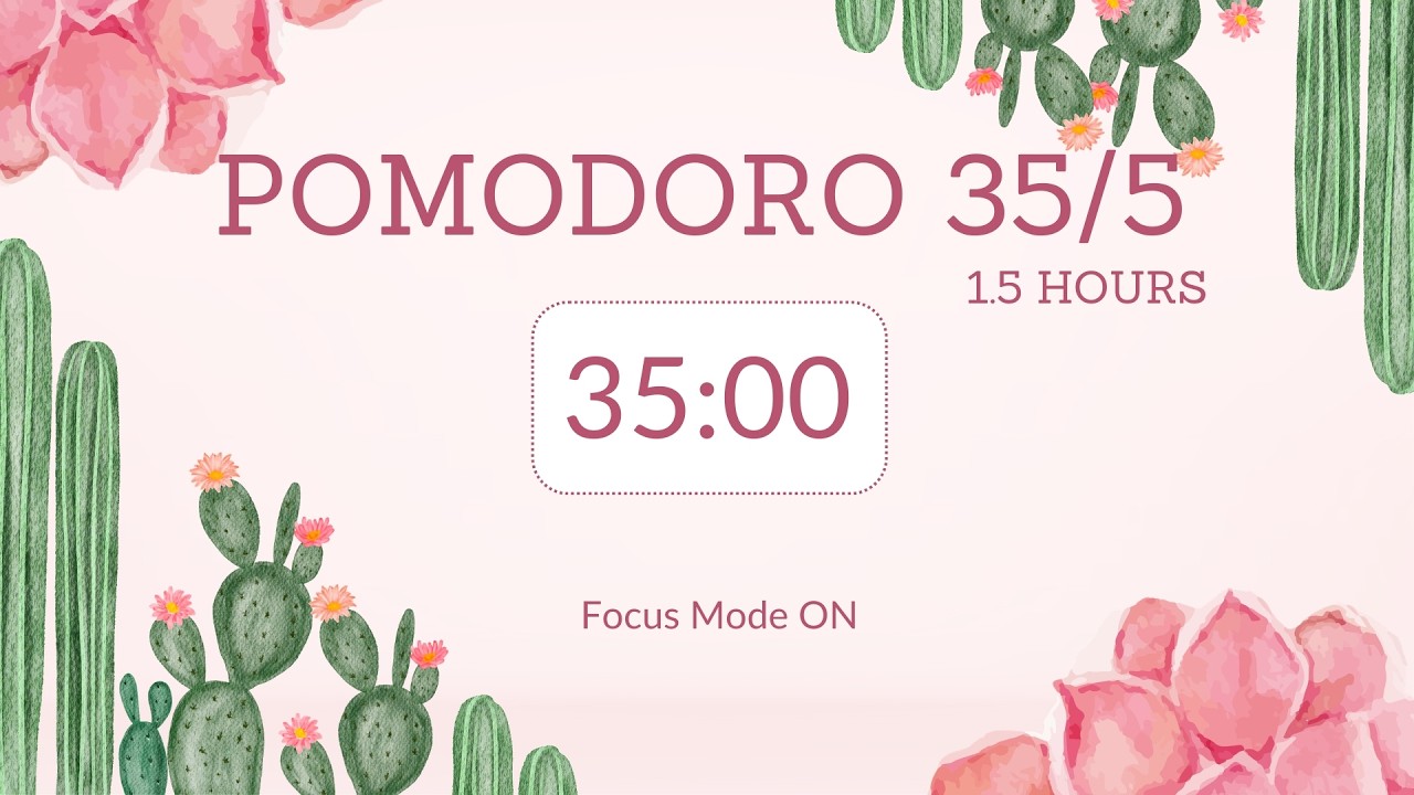 35/5 pomodoro timer / with 🔔/ no music & deep focus / Focus Mode ON ...