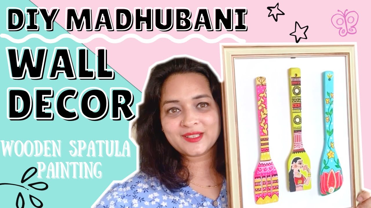 Madhubani Design wooden Spatula Painting / DIY Kitchen Decor Idea YouTube