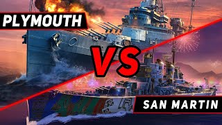 КРЕЙСЕР PLYMOUTH VS SAN MARTIN! ЧТО ОКАЖЕТСЯ СИЛЬНЕЕ? МИР КОРАБЛЕЙ/WORLD OF WARSHIPS!