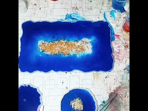 8. (a) resin tray making epoxy resin artwork