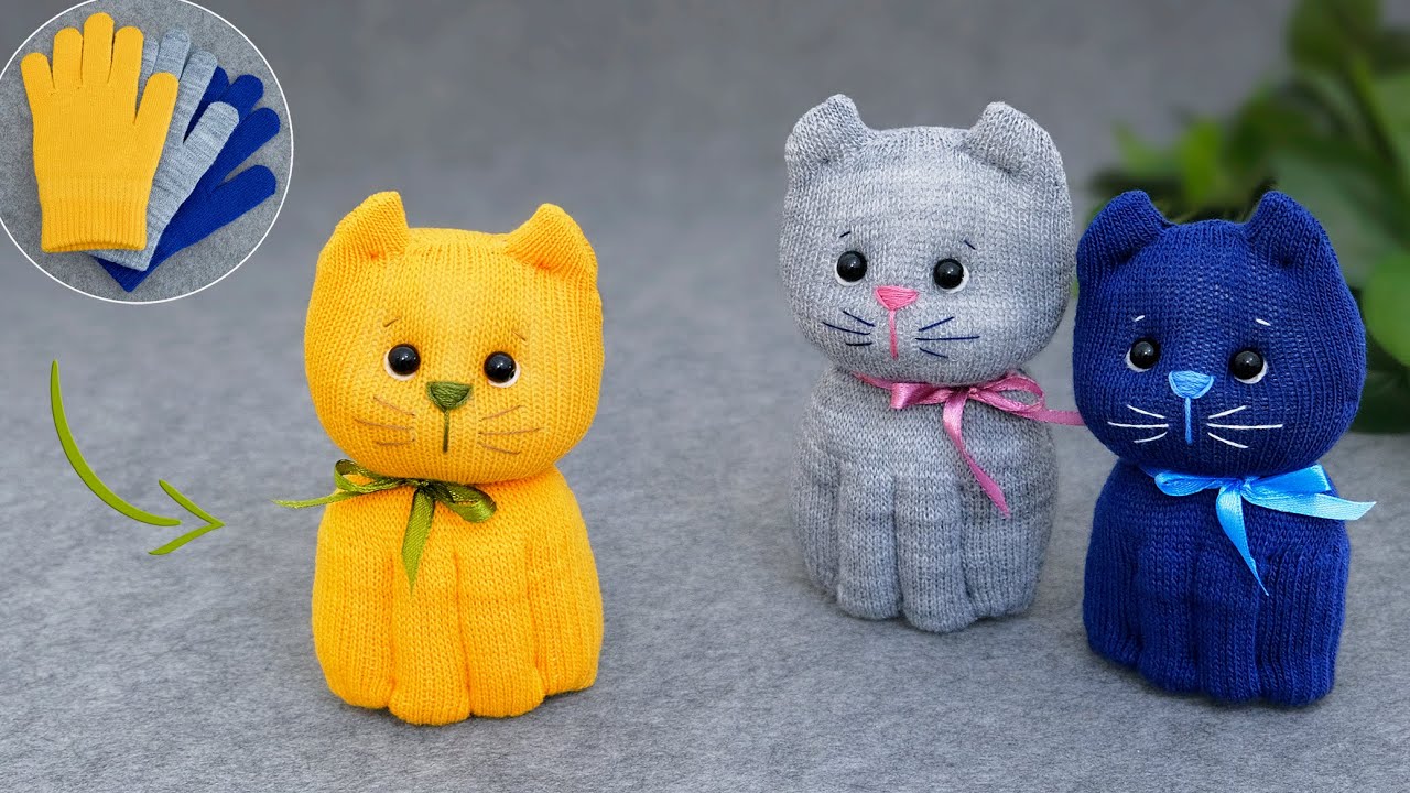 Замечательная идея из перчатки🧤Котики своими руками😍Без клея